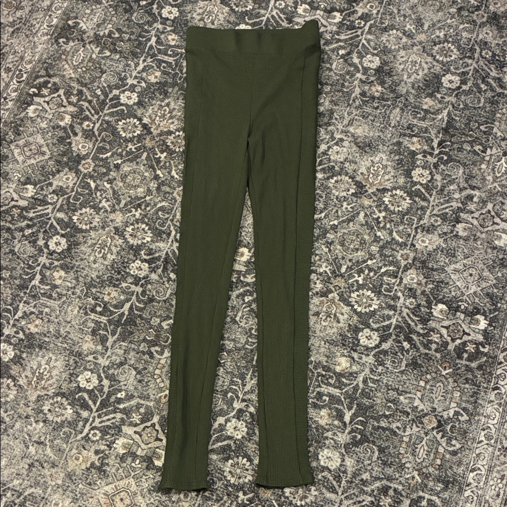 NEW Naked Wardrobe Olive Green Ribbed Leggings